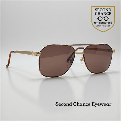 GALANT 102/FLEX Gold 18KGP Vintage Sunglasses – New Brown Second Chance Lenses