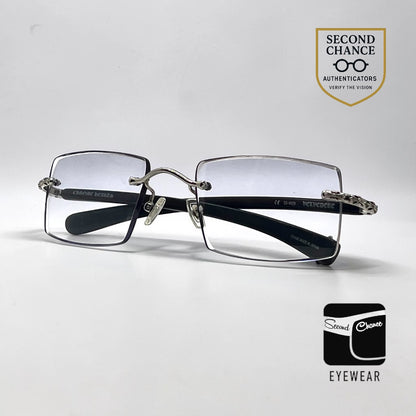 Chrome Hearts VELVEDERE SS-WEB-Vintage Rimless Wood Temple-New Custon Blue Zero Lenses