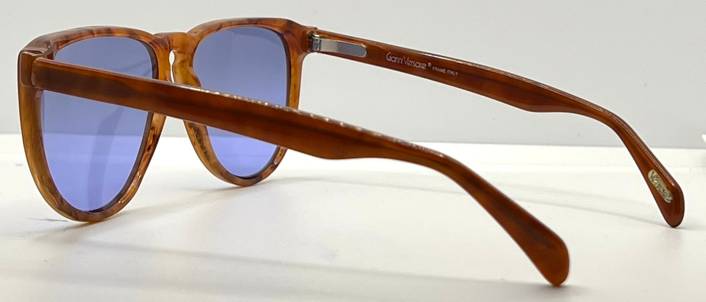 Gianni Versace 465 909 Vintage Sunglasses w/New Solid Blue Custom Lenses-54mm-Unworn/NOS