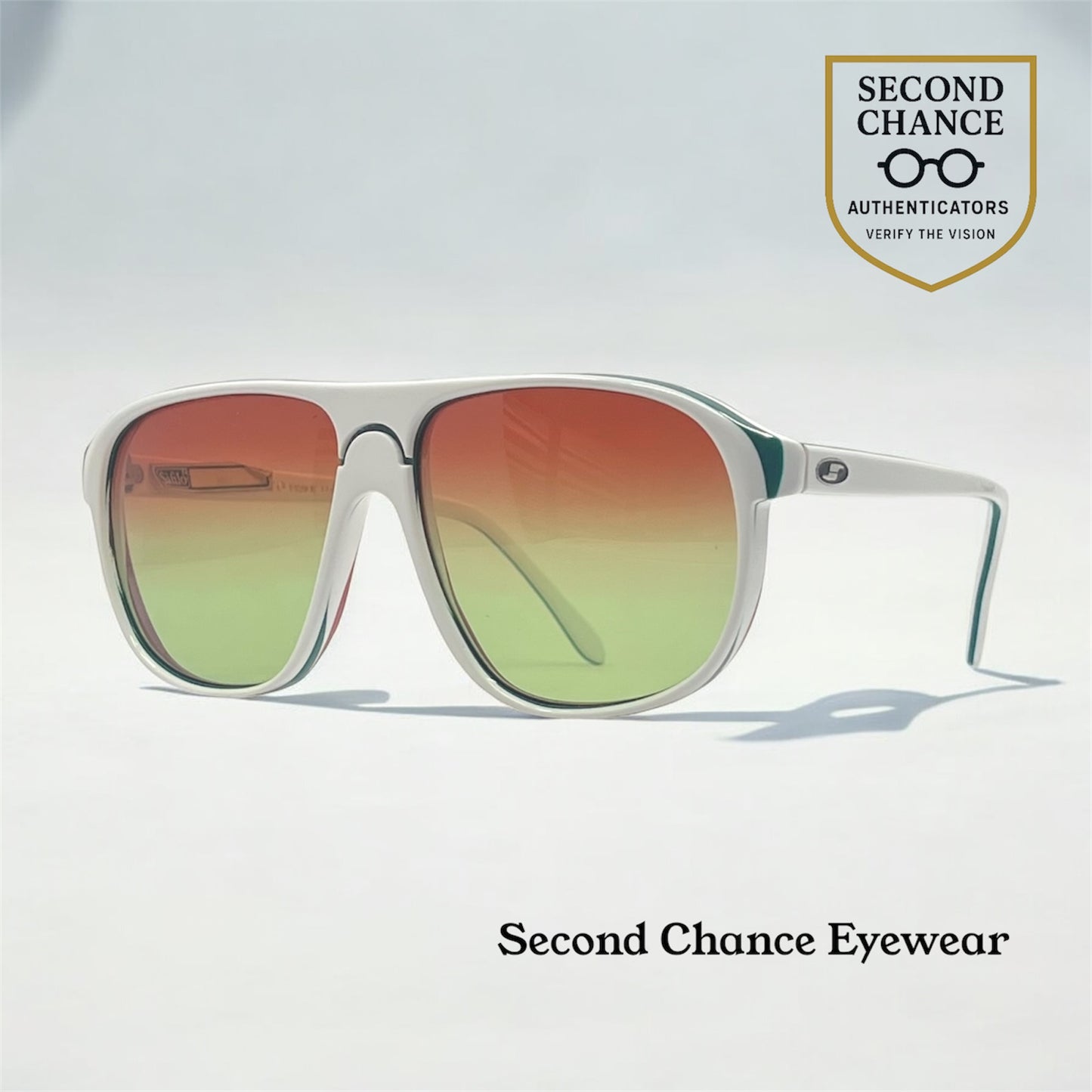 Safilo HIT 26 VINTAGE White Sunglasses-New Red/Green CUSTOM Gradient Lenses