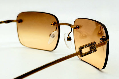 Gucci GG1777/S Strass Rimless Shield Sunglasses Gold/Brown 51mm-VINTAGE/UNWORN