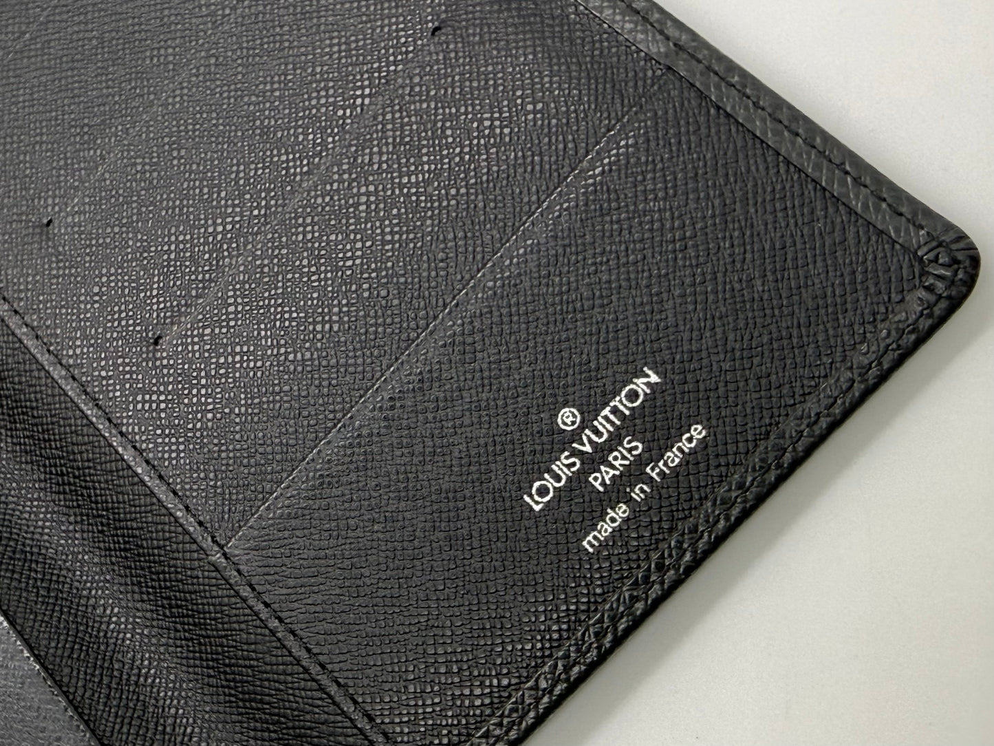 Louis Vuitton Taiga Leather Long Wallet-Black-Made in France-Unused-Archive