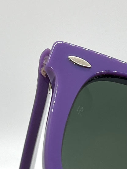 Vintage Handmade USA Purple Acetate Sunglasses Original B&L Green Lenses NOS
