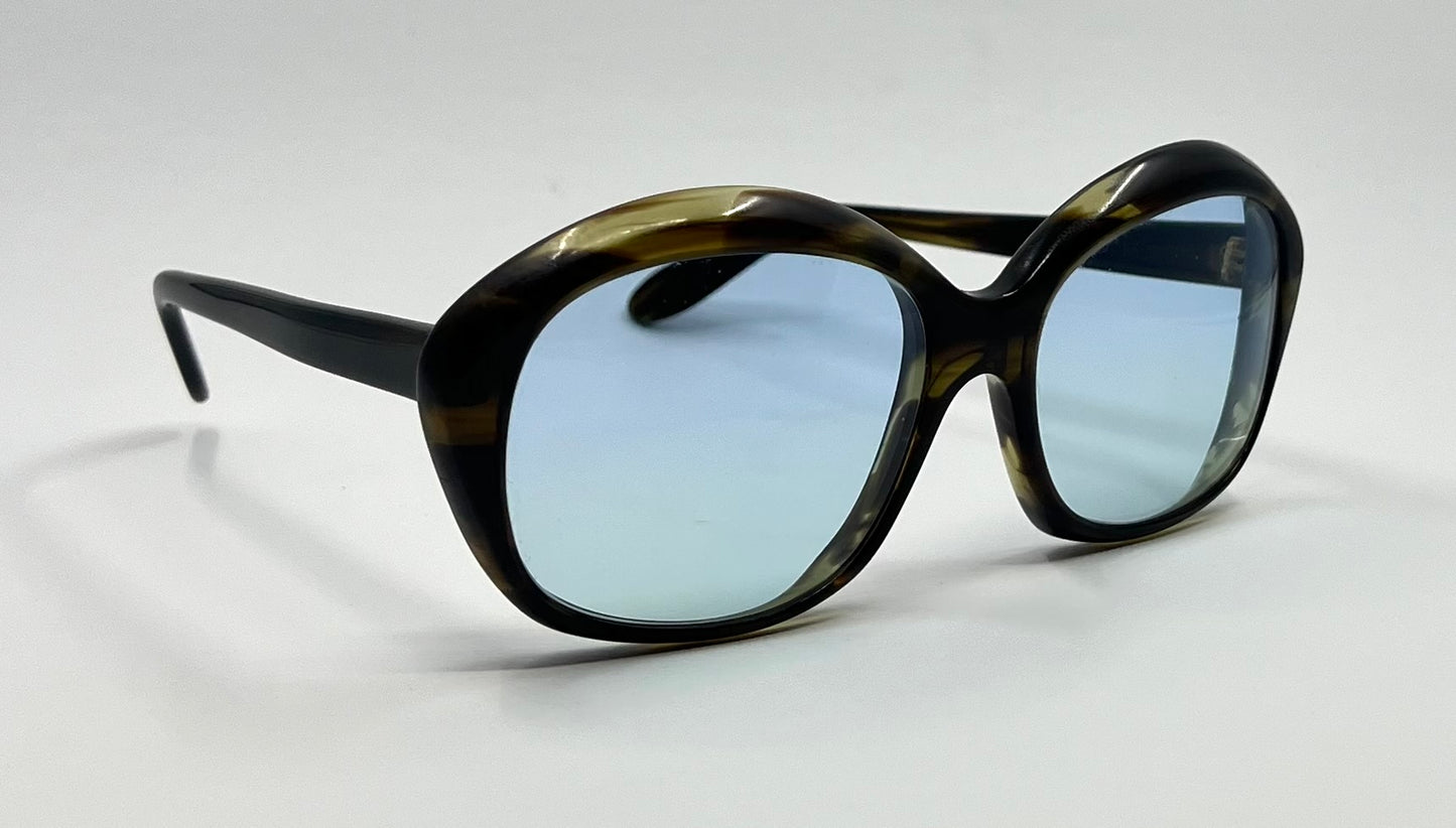 Fiorucci Oversized Vintage Sunglasses w/New Solid Sky Blue Day/Night Custom Tinted Lenses