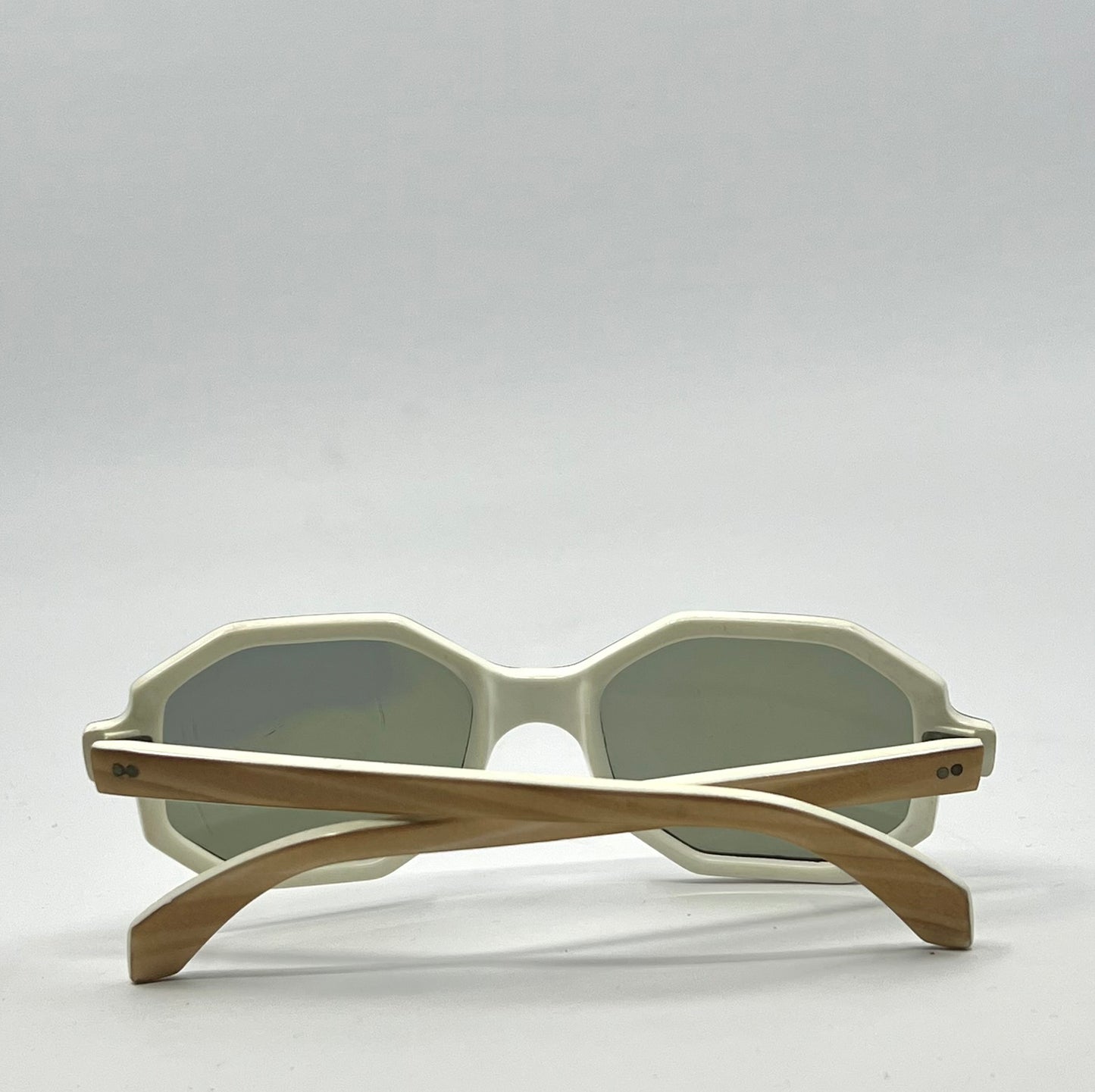 Vintage Bonjour Cool-Ray® Polaroid® 160 Octagonal Sunglasses – White/Woodgrain – Preloved