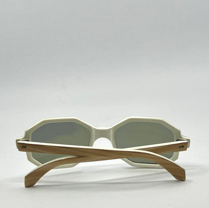 Vintage Bonjour Cool-Ray® Polaroid® 160 Octagonal Sunglasses – White/Woodgrain – Preloved
