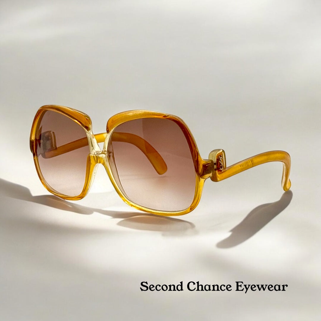 Rare Vintage Yves Saint Laurent 7777 Oversized Amber Gradient Sunglasses, Made in France