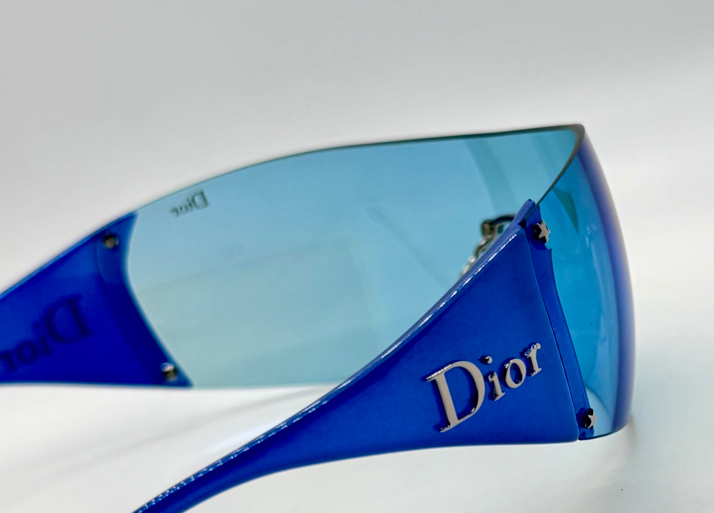 Christian Dior Golf W08 Blue Shield Sunglasses Italy Safilo Y2K Full Kit