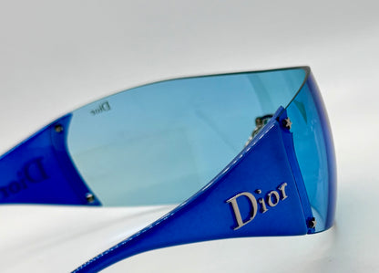 Christian Dior Golf W08 Blue Shield Sunglasses Italy Safilo Y2K Full Kit