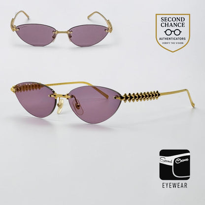 Cartier Clash de Cartier CT0543S 004 Gold Rimless Sunglasses-ZEISS Purple Lenses