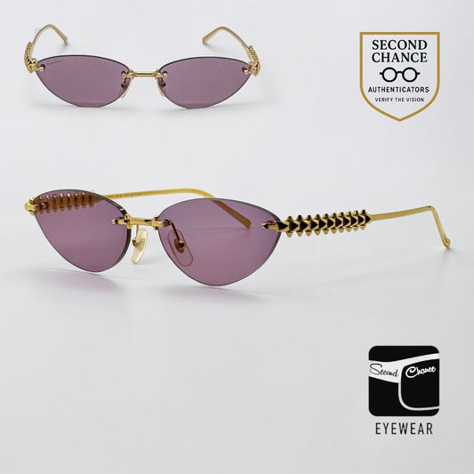 Cartier Clash de Cartier CT0543S 004 Gold Rimless Sunglasses-ZEISS Purple Lenses