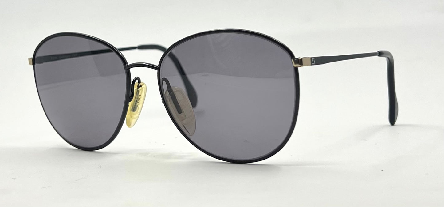 Zeiss 6595 4202 Vintage Sunglasses-New Solid Black Second Chance Custom Lenses-Unworn