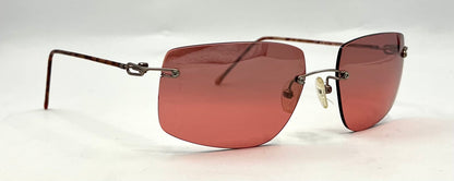 JBK 21.2-Rimless Italian Design Sunglasses-Rose Solid Tint Lens 46-20