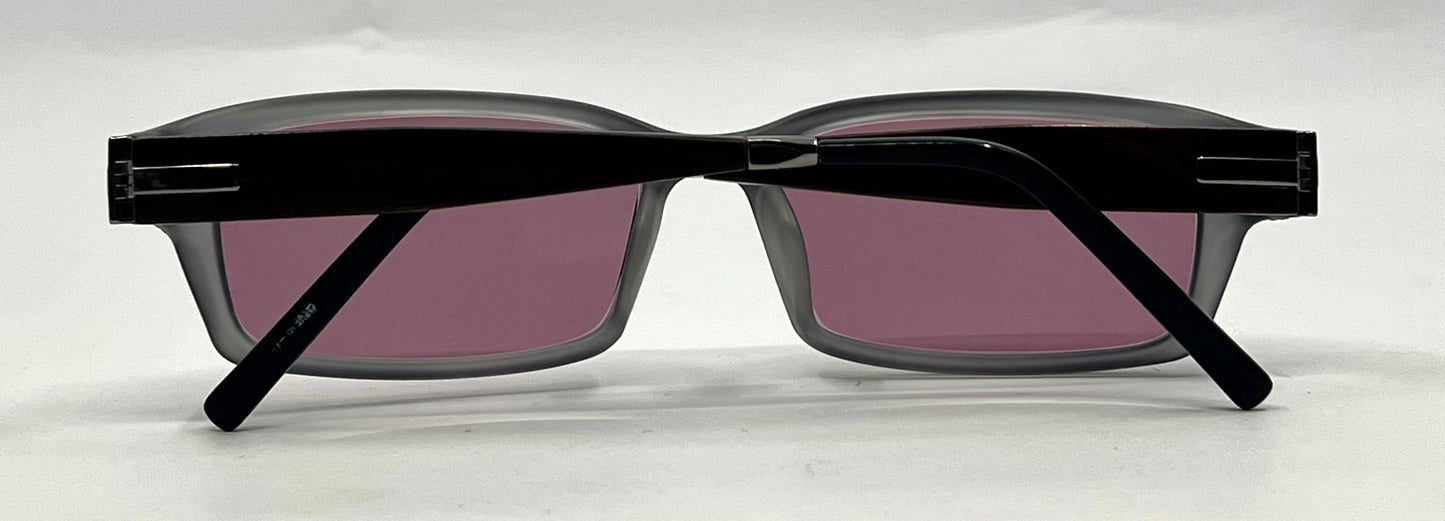 Garrison Perspectives-GP1208 Grey Crystal Y2K Sunglasses-New Solid Mauve Custom Lenses