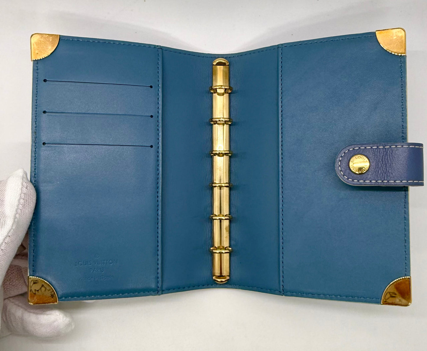 Louis Vuitton Taiga Agenda PM-Blue Leather-VINTAGE Organizer