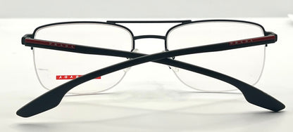 Prada VPS 51M 55-19-145 Black Red Half-Rim Glasses Made in Italy-New
