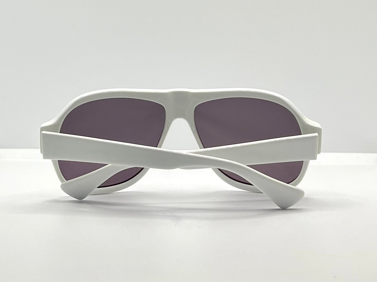 Kala Eyewear “Player” – White Acetate Frame – Dark Plum Lenses – Handmade in the USA