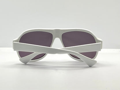 Kala Eyewear “Player” – White Acetate Frame – Dark Plum Lenses – Handmade in the USA