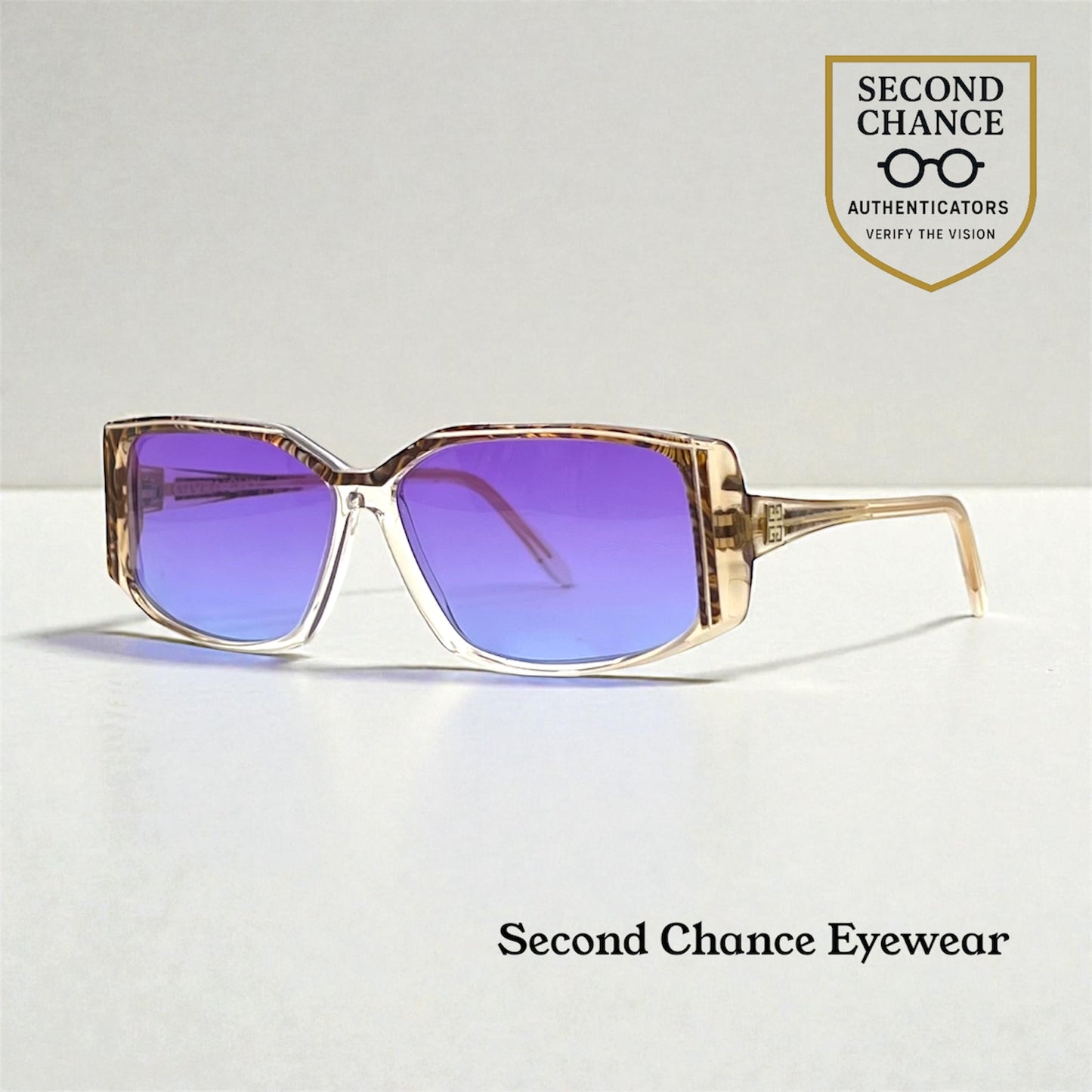 Givenchy Paris 857 Vintage Sunglasses-New Violet Gradient Custom Lenses-UNWORN