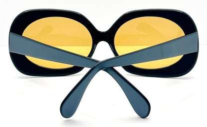 Hoseki HK. 232 KBN Vintage Sunglasses - Black Frame w/Yellow Amber Lenses, Made in Italy