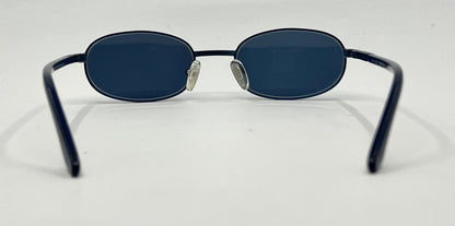 Gucci GG1374 6VE Y2K VINTAGE Oval Sunglasses-New Solid Blue Custom Lenses
