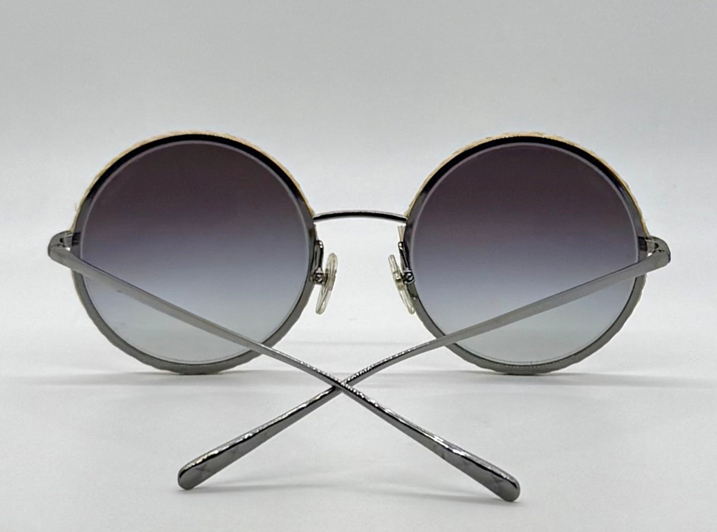 CHANEL 4250 Vintage Round Sunglasses Woven Raffia Made in Italy 52-22