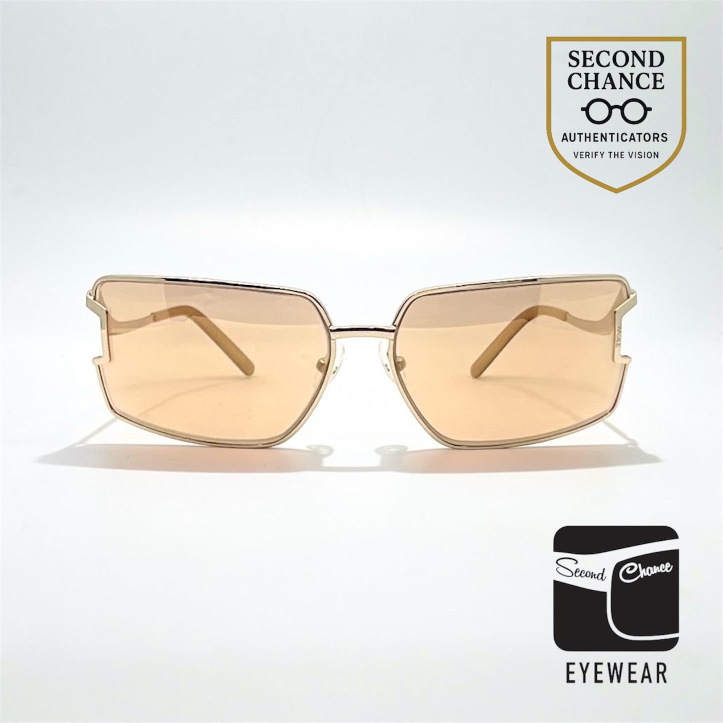 Basile 2135-Vintage Sunglasses 63mm Gold Italy Oversized Geometric Frame
