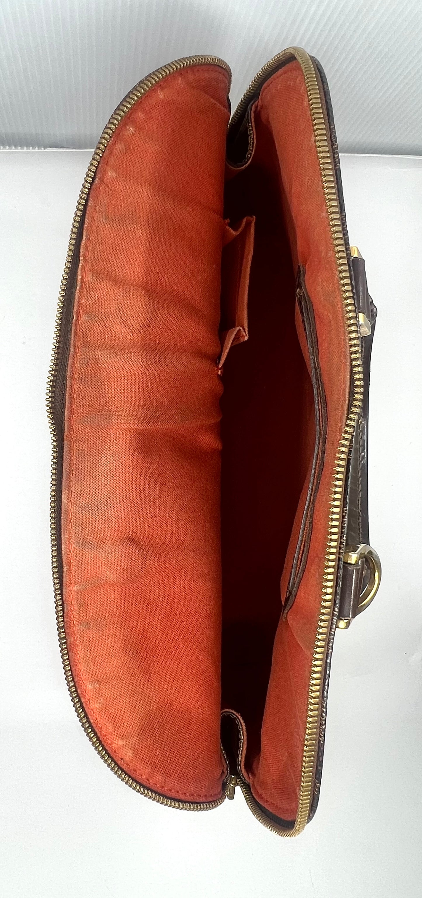 Louis Vuitton VINTAGE Alma Damier Ebene Handbag Brown Leather