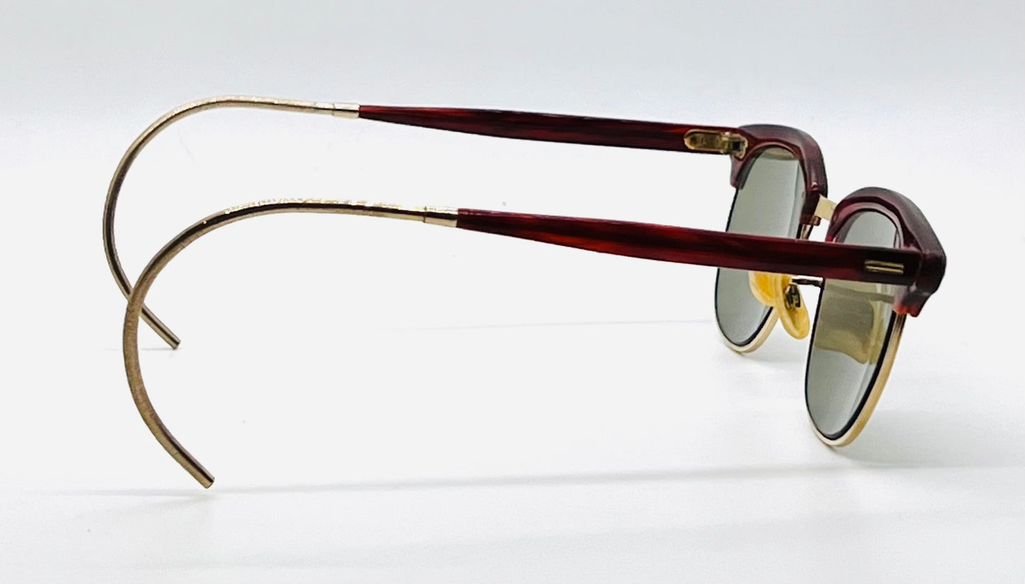 Shuron 12K Gold Filled Browline Vintage Sunglasses-New/Custom Lenses