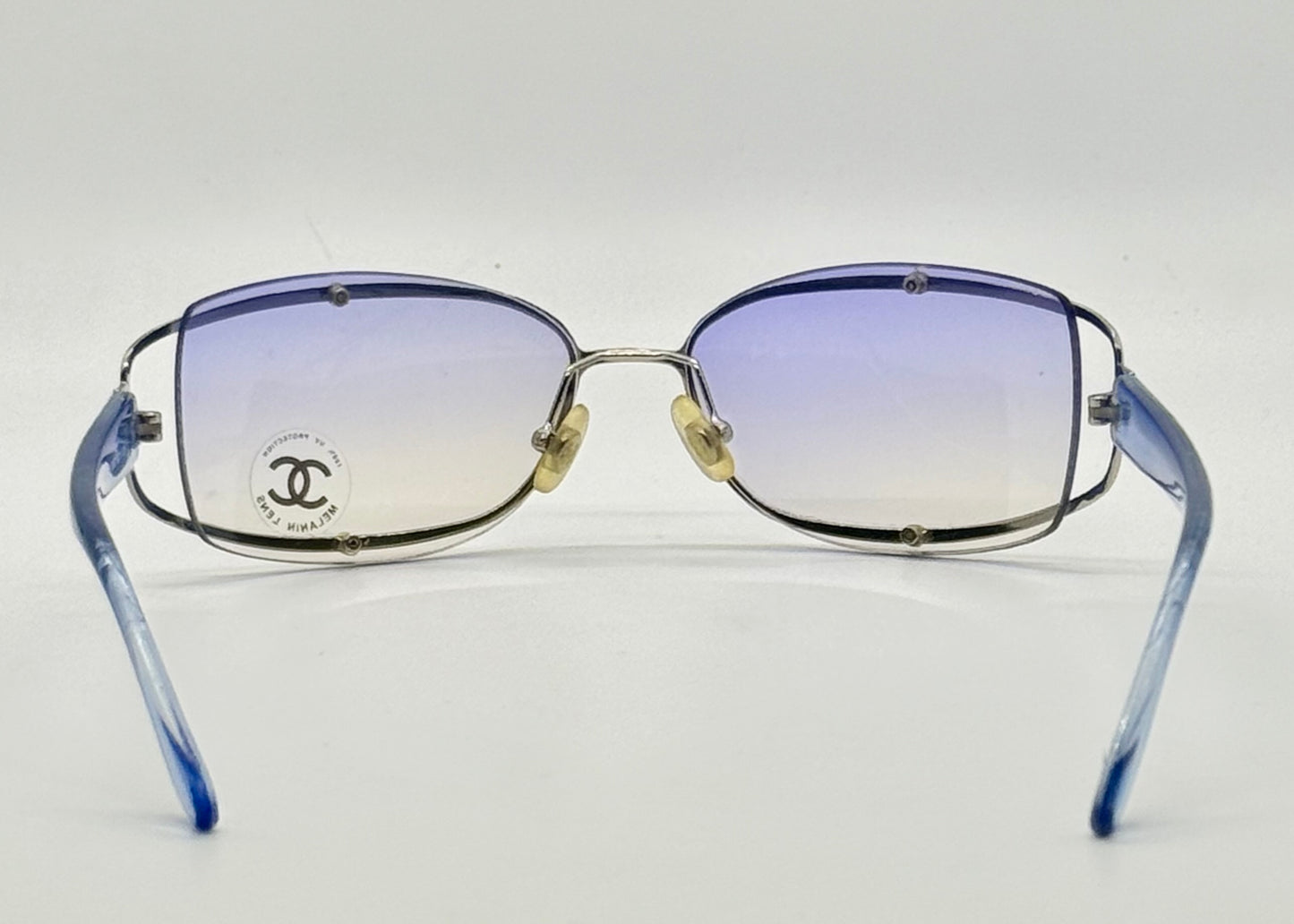 CHANEL 4034 Rimless Sunglasses Blue Temples Melanin Lenses-VINTAGE NOS