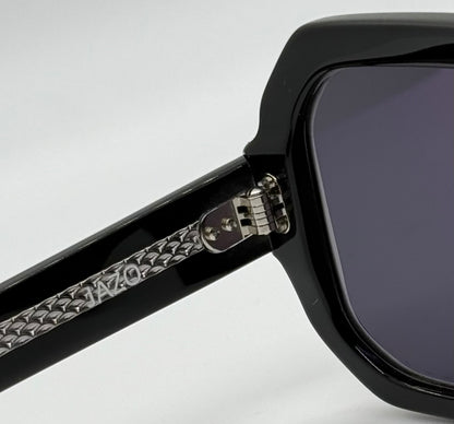 JAZO JO33 C031 Black Sunglasses – Handcrafted in Italy, Carbon Fiber Temples, Green Lenses