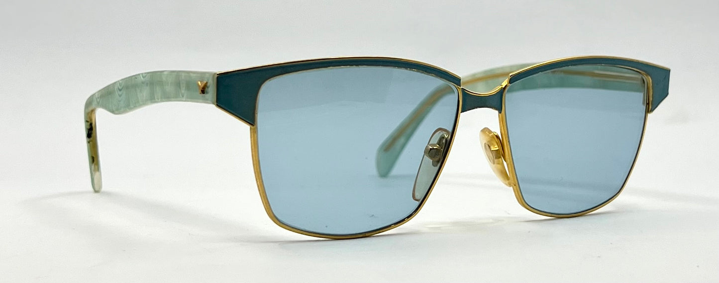 Vogart Line Mod 669 Vintage Deadstock Sunglasses Italy Custom Blue Lenses