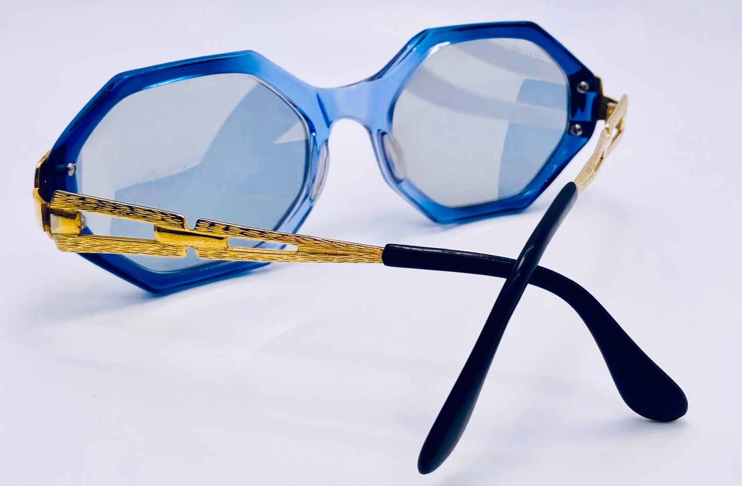 Vintage 1970s Pathway Hexagonal Blue Frame-Gold Temples-w/New Custom Berko’s Designs Lenses