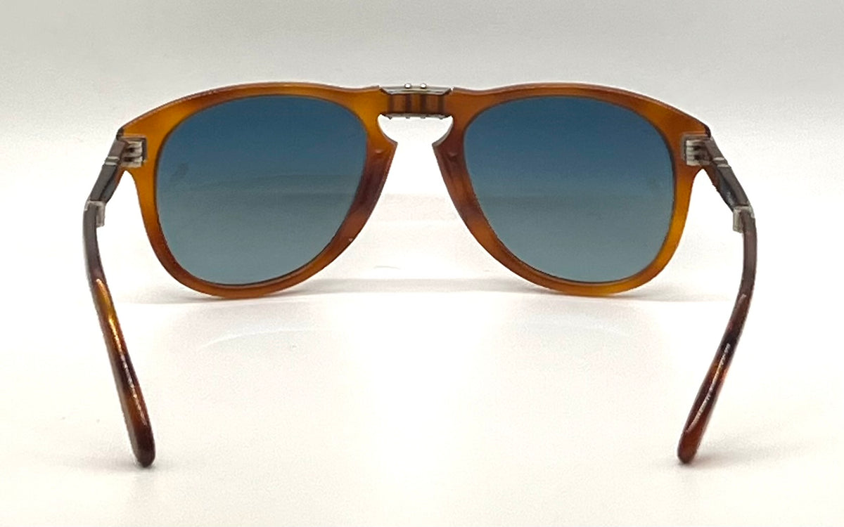 Persol 714SM Steve McQueen Light Havana Blue Sunglasses Unworn Case Made Italy