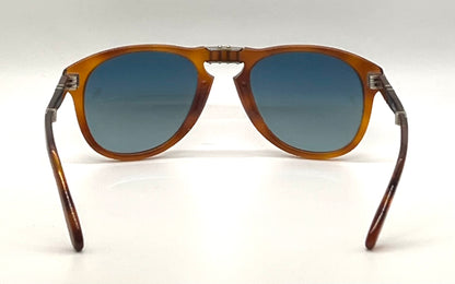 Persol 714SM Steve McQueen Light Havana Blue Sunglasses Unworn Case Made Italy