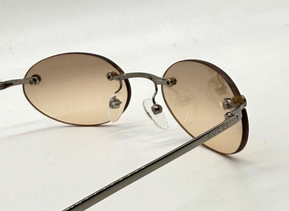 Gucci Gg1714|S 6Lb6P Rimless Oval Sunglasses 51-19-135 Deadstock Y2K Vintage