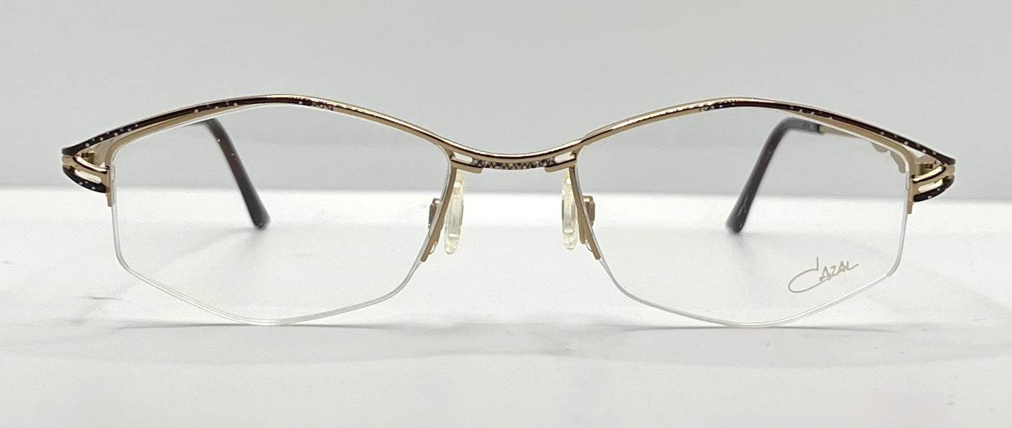 CAZAL 446 COL. 225 Vintage Eyeglass Frame-Made in Germany-Gold & Bronze Wire Semi-Rimless