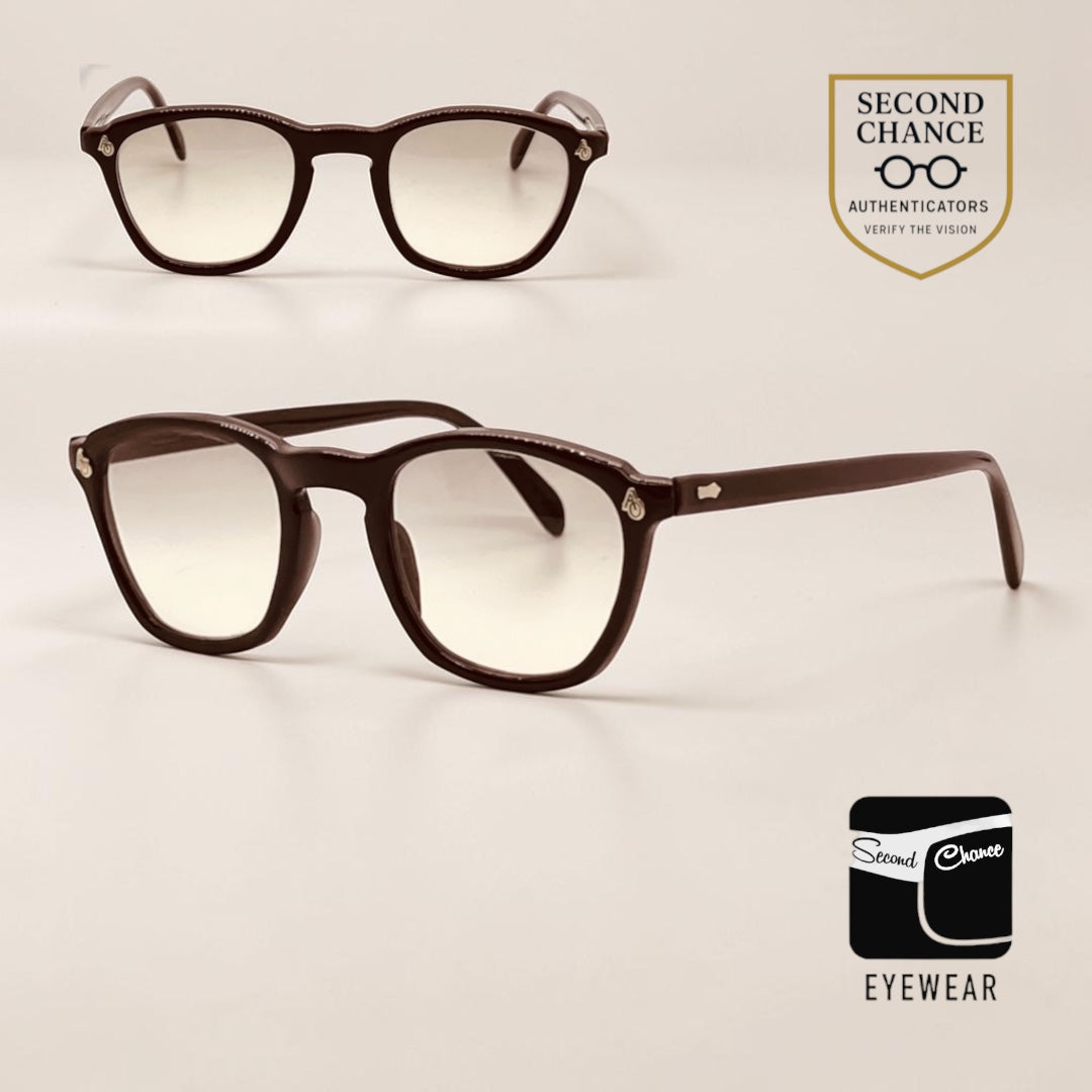 American Optical Vintage Hinge Wellington Chocolate Brown Zero Tint Eyeglasses