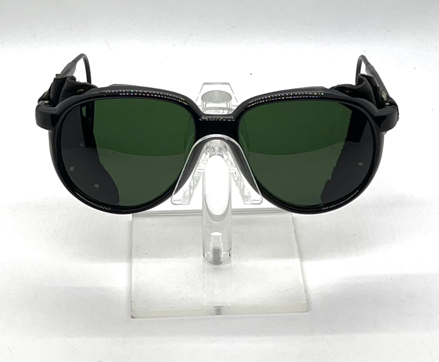 Japan Glacier Vintage Sunglasses-Deadstock Glass Lens Leather Side Shields