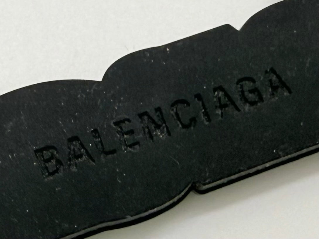 Balenciaga Logo Keychain-Neon Green Black-Silver Hardware-Authentic