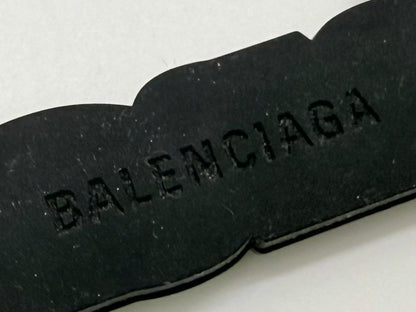 Balenciaga Logo Keychain-Neon Green Black-Silver Hardware-Authentic