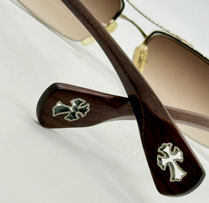 Chrome Hearts TOPPS
-Wood Temple-VINTAGE Rimless Sunglasses-Unworn Full Kit-Japan