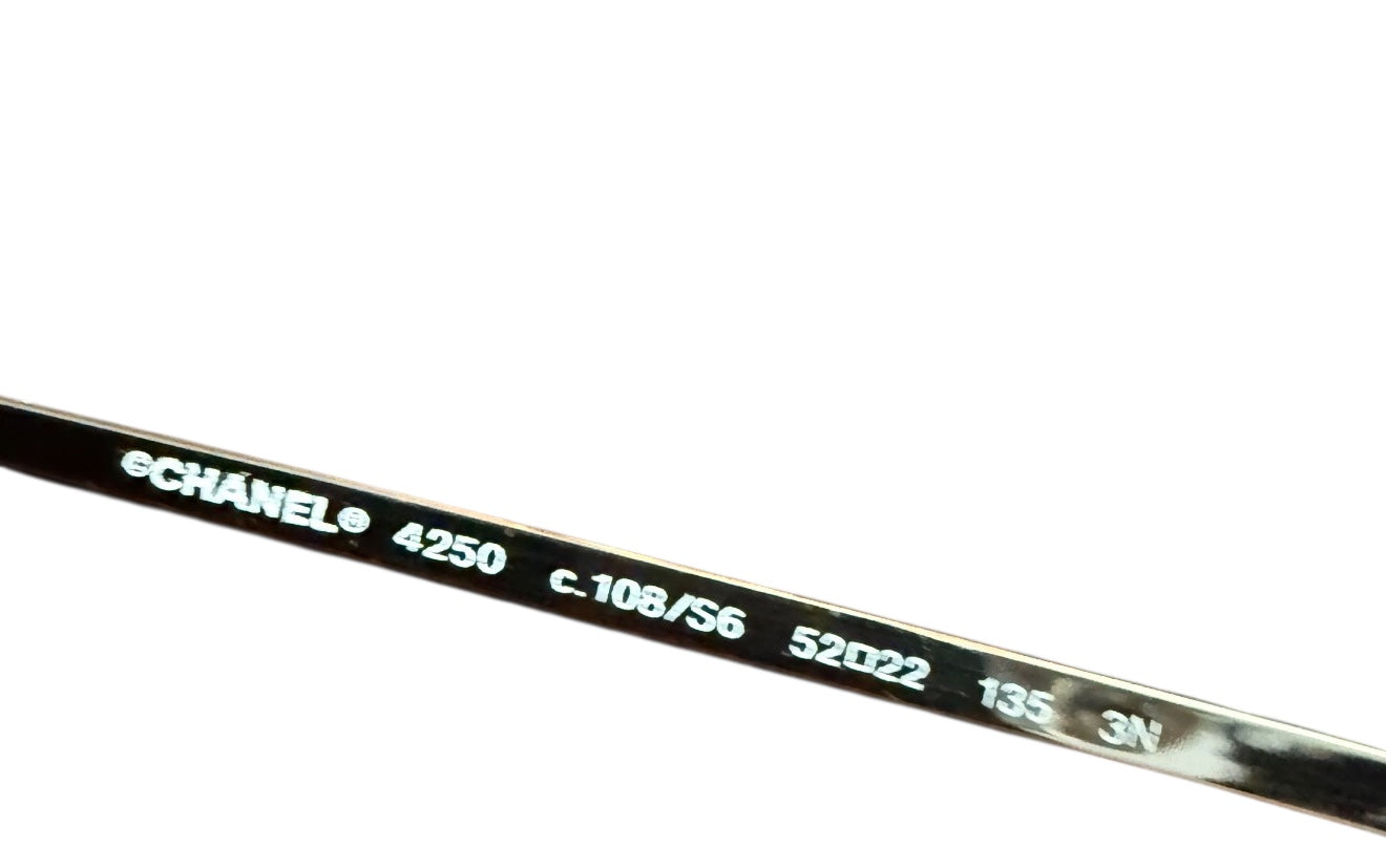 CHANEL 4250 Vintage Round Sunglasses Woven Raffia Made in Italy 52-22