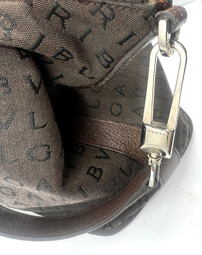 BVLGARI Logo Canvas Shoulder Bag Y2K VINTAGE with Silver Hardware