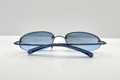 Christian Dior Minimotard 56B Blue Oval Rimless Sunglasses-Vintage Y2K-Unworn