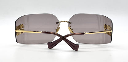 Miu Miu Aube MU 54YS-Gold Mauve Rimless Sunglasses-Unworn-Full Kit-Italy