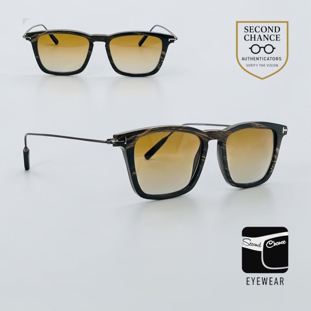 Tom Ford TF5851-P Black Horn New Zeiss Polarized Gradient Lenses Full Kit Italy