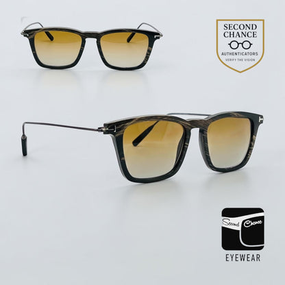 Tom Ford TF5851-P Black Horn New Zeiss Polarized Gradient Lenses Full Kit Italy
