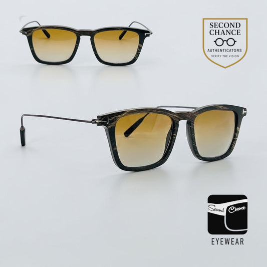 Tom Ford TF5851-P Black Horn New Zeiss Polarized Gradient Lenses Full Kit Italy