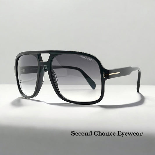 TOM FORD Falconer-02 TF884 01B-Black Shield Sunglasses-Gradient Lenses-Full Kit-Made in Italy
